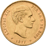 Spanien - Anlagegold: Alfonso XII. 1874-1885: 25 Pesetas 1877 (1877), Gold 900/1000; 8,04 G, Friedbe - Andere & Zonder Classificatie