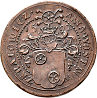 Haus Habsburg: Böhmen, Cu-Rechenpfennig 1592, 25 Mm, 4,62 G. PROK DWOREC Z WOLBRAMOWIC // ANNA WOSTR - Andere - Europa