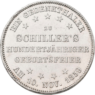 Frankfurt Am Main: Freie Stadt: Taler 1859 (Ein Gedenkthaler), 100. Geburtstag Von Schiller, AKS 43, - Sonstige & Ohne Zuordnung