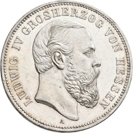 Hessen: Ludwig IV. 1877-1892: 5 Mark 1891 A, Nur 25.060 Ex., Feine Kratzer, Sonst Vorzüglich - Stemp - Taler & Doppeltaler