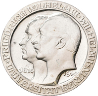 Preußen: Wilhelm II. 1888-1918: Lot 2 Stück; 3 Mark 1910, Universität Berlin, Jaeger 107, Vorzüglich - Taler En Doppeltaler