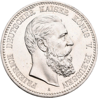 Preußen: Friedrich III. 1888: 5 Mark 1888 A, Jaeger 99, Minimal Berieben, Zaponiert, Fast Stempelgla - Taler Et Doppeltaler