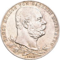 Sachsen-Altenburg: Ernst 1853-1908: 5 Mark 1903 A, 50jähriges Regierungsjubiläum, Jaeger 144, Winzig - Taler & Doppeltaler