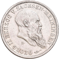 Sachsen-Meiningen: Georg II. 1866-1914: 2 Mark 1901 D, Jaeger 149, Kl. Kratzer, Fast Vorzüglich. - Taler Et Doppeltaler