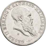 Sachsen-Meiningen: Georg II. 1866-1914: 5 Mark 1901 D, Jaeger 150, Kratzer, Fast Vorzüglich. - Taler En Doppeltaler