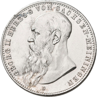 Sachsen-Meiningen: Georg II. 1866-1914: 2 Mark 1902 D, Bart Berührt Perlkreis, Jaeger 151a, Zaponier - Taler En Doppeltaler