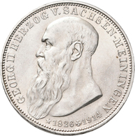 Sachsen-Meiningen: Georg II. 1866-1914: 3 Mark 1915, Auf Seinen Tod, Jaeger 155, Kleine Kratzer, Pra - Taler En Doppeltaler