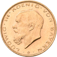 Bayern: Ludwig III. 1913-1918: 20 Mark 1914 D, Jaeger 202. 7,97 G, 900/1000 Gold, Winziger Kratzer U - Pièces De Monnaie D'or