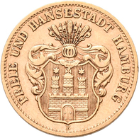 Hamburg: Freie Und Hansestadt: 10 Mark 1874 B, Jaeger 207. 3,94 G, 900/1000 Gold. Kratzer, Winziger - Gouden Munten