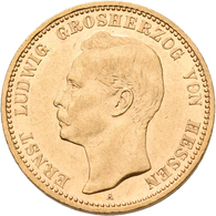 Hessen: Ernst Ludwig 1892-1918: 20 Mark 1896 A, Jaeger 225. 7,96 G, 900/1000 Gold. Seltener Jahrgang - Goldmünzen