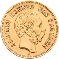 Sachsen: Albert 1873-1902: 5 Mark 1877 E, Jaeger 260. 1,97 G, 900/1000 Gold. Minimal Berieben, Klein - Gold Coins