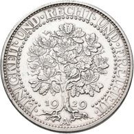 Weimarer Republik: 5 Reichsmark 1929 A, Eichbaum, Jaeger 331, Feine Haarlinien, Sehr Schön - Vorzügl - Other & Unclassified