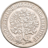 Weimarer Republik: 5 Reichsmark 1931 J, Eichbaum, Jaeger 331, Kleine Kratzer, Fast Vorzüglich. - Other & Unclassified