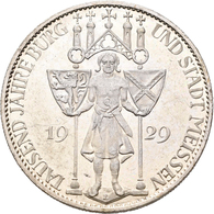 Weimarer Republik: 5 Reichsmark 1929 E, Meißen, Jaeger 339, Feine Kratzer, Vorzüglich. - Other & Unclassified