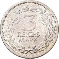 Weimarer Republik: 3 Reichsmark 1931 A, Kursmünze, Jaeger 349, Prachtexemplar, Vorzüglich. - Other & Unclassified