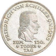 Bundesrepublik Deutschland 1948-2001: 5 DM 1955 F, Friedrich Schiller, Jaeger 389. Feine Kratzer, Fa - Sonstige & Ohne Zuordnung