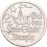 Danzig: 2 Gulden 1923. Jaeger D8. 10,0 G. Silber. Berieben / Feine Kratzer, Sehr Schön - Vorzüglich. - Andere & Zonder Classificatie