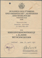 Orden & Ehrenzeichen: IM NAMEN DES FÜHRERS: Drei Originale Verleihungsurkunden Von 1943/1944 Zum Kri - Autres & Non Classés