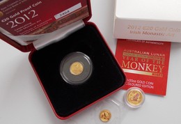 Alle Welt  - Anlagegold: Lot 3 Kleingoldmünzen, Dabei: Irland 20 Euro 2012; Australien 6 Dollars 201 - Autres & Non Classés