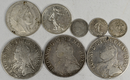 Frankreich: Lot 8 Münzen: Ecu 1726 R, 1726 H (gelocht), 1735 A, 20 Francs 1934, 5 Francs 1964, 50 Ce - Sonstige & Ohne Zuordnung
