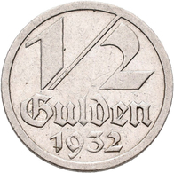Danzig: Lot 3 Münzen: 1 Gulden 1932, 1/2 Gulden 1932 (2x), Sehr Schön, Sehr Schön-vorzüglich. - Andere & Zonder Classificatie