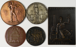 Medaillen Deutschland: Lot 5 Stück; Essen: Bronzeplakette 1925, Die Befreiung Der Ruhr / Dortmund: B - Autres & Non Classés