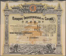 Alte Aktien / Wertpapiere: Banque Industrielle De Chine. Lot 5 X 500 Francs Aktien/Bonds. Verschiede - Autres & Non Classés