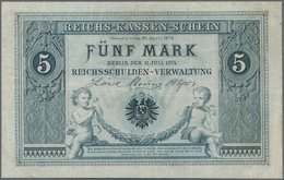 Deutschland - Deutsches Reich Bis 1945: Reichskassenschein 5 Mark 1874, Ro.1, Sehr Schöne Farbfrisch - Autres & Non Classés