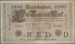 Deutschland - Deutsches Reich Bis 1945: 1000 Mark 1910, Udr."D", Serie "B", Ro.45a, Aber Mit Brauner - Andere & Zonder Classificatie