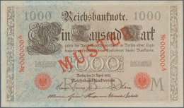 Deutschland - Deutsches Reich Bis 1945: 1000 Mark 1910 MUSTER Udr. Buchstabe "M", Ro.45cM Mit KN 000 - Altri & Non Classificati