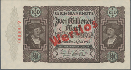 Deutschland - Deutsches Reich Bis 1945: 2 Millionen Mark 1923 MUSTER, Ro.89M, Mit Rotem Überdruck "W - Sonstige & Ohne Zuordnung