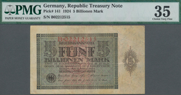 Deutschland - Deutsches Reich Bis 1945: 5 Billionen Mark 1924, Ro.138, Sehr Schöne Gebrauchserhaltun - Other & Unclassified