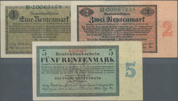 Deutschland - Deutsches Reich Bis 1945: Kleines Lot Mit 3 Banknoten 1 Rentenmark 1923 Ro.154a (aUNC) - Other & Unclassified