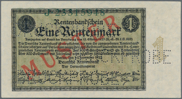 Deutschland - Deutsches Reich Bis 1945: 1 Rentenmark 1923 Muster, Ro.154M, Roter Überdruck "Muster", - Autres & Non Classés