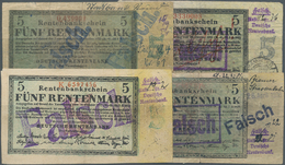 Deutschland - Deutsches Reich Bis 1945: 8 Zeitgenössische Fälschungen Der 5-Rentenmark-Note 1923, Si - Andere & Zonder Classificatie