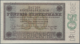 Deutschland - Deutsches Reich Bis 1945: 50 Rentenmark 1923 MUSTER, Ro.158M, Mit Dreifacher Perforati - Altri & Non Classificati