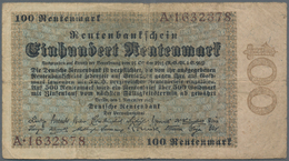 Deutschland - Deutsches Reich Bis 1945: 100 Rentenmark 1923, Ro.159, Starker Gebraucht Mit Kleinen E - Autres & Non Classés