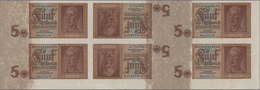 Deutschland - Deutsches Reich Bis 1945: Ungeschnittenes Teilstück Eines Bogens Mit 6 Banknoten 5 Rei - Altri & Non Classificati