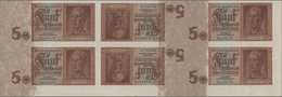 Deutschland - Deutsches Reich Bis 1945: Ungeschnittenes Teilstück Eines Bogens Mit 6 Banknoten 5 Rei - Sonstige & Ohne Zuordnung