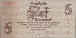 Deutschland - Deutsches Reich Bis 1945: Sächsische Staatsbank 5 Reichsmark 1945 Mit KN 06428, Serie - Autres & Non Classés