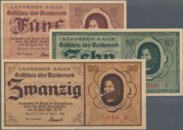 Deutschland - Alliierte Miltärbehörde + Ausgaben 1945-1948: Aalen, Landkreis, 5, 10, 20 Reichsmark, - Altri & Non Classificati