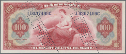 Deutschland - Bank Deutscher Länder + Bundesrepublik Deutschland: 100 DM 1948 MUSTER Mit Zwei Perfor - Andere & Zonder Classificatie