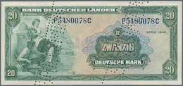 Deutschland - Bank Deutscher Länder + Bundesrepublik Deutschland: 20 DM 1949 MUSTER Mit Zwei Perfora - Other & Unclassified