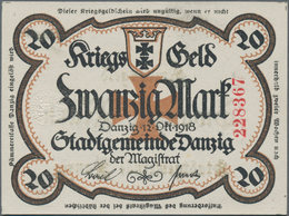 Deutschland - Nebengebiete Deutsches Reich: Kriegsgeld Der Stadtgemeinde Danzig Zu 20 Mark 1918, Ro. - Sonstige & Ohne Zuordnung
