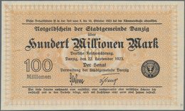 Deutschland - Nebengebiete Deutsches Reich: Stadtgemeinde Danzig 100 Millionen Mark 1923, Ro.806a, W - Andere & Zonder Classificatie