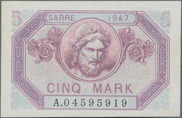 Deutschland - Nebengebiete Deutsches Reich: Saar 5 Mark 1947, Ro.869, Sehr Schöne Note Mit Leichten - Sonstige & Ohne Zuordnung