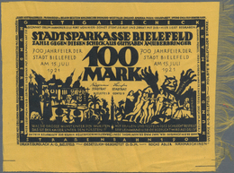 Deutschland - Notgeld Besonderer Art: Bielefeld, 100 Mark, 15.7.1921, Gelbe Seide, Umschrift "Franzö - Autres & Non Classés