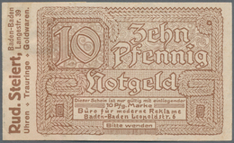 Deutschland - Briefmarkennotgeld: Baden-Baden, 10 Pf., O. D., Briefmarken-Notgeld Des "Büro Für Mode - Sonstige & Ohne Zuordnung