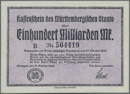 Deutschland - Länderscheine: Württemberg, Finanzminister, 100 Mrd. Mark, 31.10.1923, Ohne Serie Bzw. - Other & Unclassified