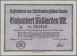 Deutschland - Länderscheine: Württemberg, Finanzminister, 100 Mrd. Mark, 31.10.1923, Ohne Serie Bzw. - Altri & Non Classificati